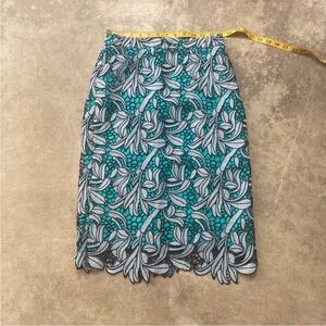 Anthropologie Maeve Pencil Skirt Womens Sz 2 Tallulah Lace Blue Green Back Zip
